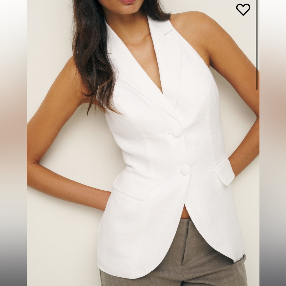 Reformation white Brennan linen vest